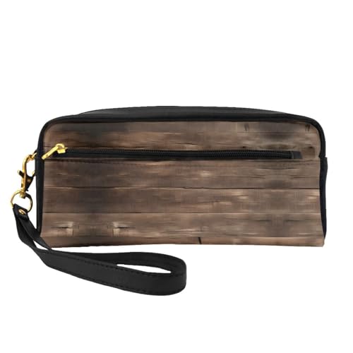 SDEGTHO Rustikale Make-up-Tasche aus Holz für Damen, Reise-Make-up-Tasche für Geldbörse, tragbare Kulturbeutel, Zubehör-Organizer, Schwarz, Einheitsgröße von SDEGTHO