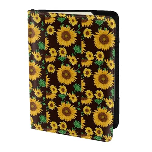 SDEGTHO Schöne Sonnenblume. Bedruckte Reisepasshülle, Brieftasche, Rindsleder, Kartenetui, Reisezubehör, für Damen und Herren, Schwarz , Einheitsgröße von SDEGTHO