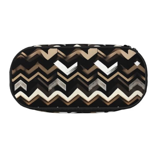SDEGTHO Schwarz Weiß Tan Zickzack Große Kapazität Bleistift Fall, Multiuse Bleistift Beutel, Tragbare Bleistift Tasche, Stift Fall für Büro, blacks, One size, Tasche Organizer von SDEGTHO