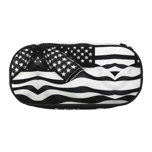 SDEGTHO Schwarz und weiß amerikanische Flagge große Kapazität Federmäppchen Multiuse Bleistiftbeutel, tragbare Bleistifttasche, Stift Federmäppchen für Büro, blacks, One size, Tasche Organizer von SDEGTHO