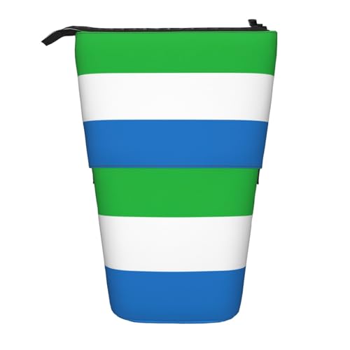 SDEGTHO Sierra Leone Federmäppchen mit Flagge, niedliches Stehstiftetui, Teleskop-Stiftetui, tragbarer Stifthalter, Schwarz , Einheitsgröße, modisch von SDEGTHO