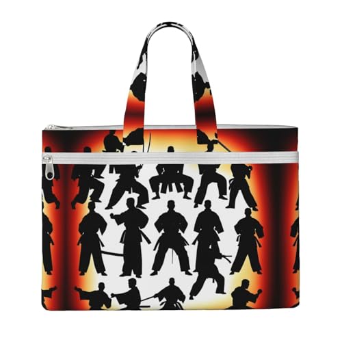 SDEGTHO Silhouetten von Martial Dokumententasche mit Reißverschluss und Griff zum Tragen von Papierakten, Büchern, Aktenordner, Schwarz, Einheitsgröße von SDEGTHO