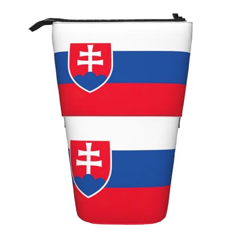 SDEGTHO Stehendes Federmäppchen mit Flagge der Slowakei, niedliches Stand-up-Bleistiftetui, Teleskop-Stiftetui, tragbarer Stifthalter, Schwarz, One Size, Modisch von SDEGTHO
