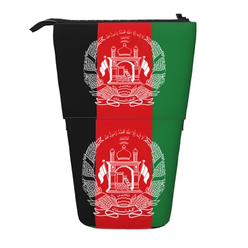 SDEGTHO Stehendes Federmäppchen mit Flagge von Afghanistan, niedliches Stand-up-Bleistiftetui, Teleskop-Stiftetui, tragbarer Stifthalter, Schwarz , Einheitsgröße, modisch von SDEGTHO