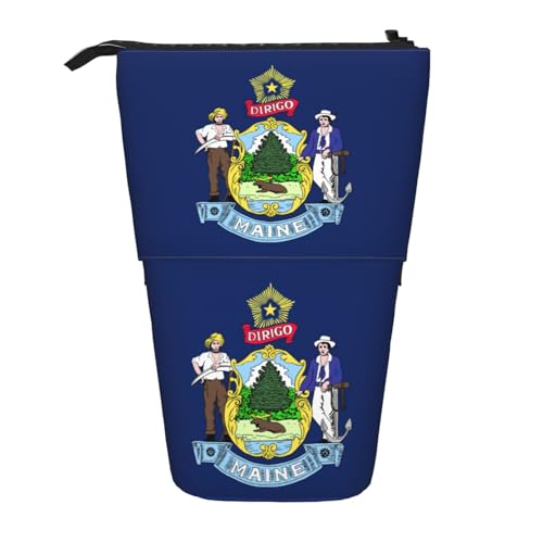 SDEGTHO Stehendes Federmäppchen mit Flagge von Maine, niedliche Stand-up-Bleistifttasche, Teleskop-Stiftetui, tragbarer Stifthalter SDEGTHO Stehendes Federmäppchen mit Flagge von Maine, niedliche Stand-up-Bleistifttasche, Teleskop-Stiftetui, tragbarer Stifthalter von SDEGTHO