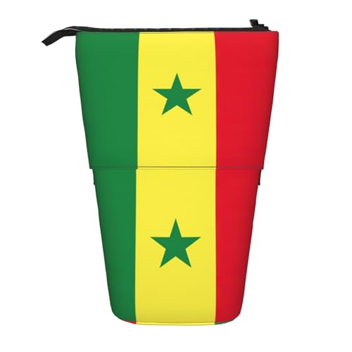 SDEGTHO Stehendes Federmäppchen mit Flagge von Senegal, niedliches Stand-up-Bleistiftetui, Teleskop-Stiftetui, tragbarer Stifthalter, Schwarz , Einheitsgröße, modisch von SDEGTHO