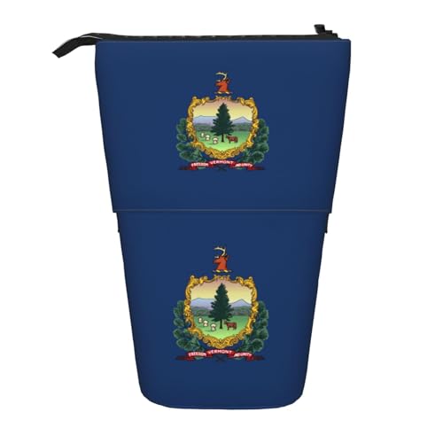 SDEGTHO Stehendes Federmäppchen mit Staatsflagge von Vermont, niedliche Stand-up-Bleistifttasche, Teleskop-Stifttasche, tragbarer Stifthalter von SDEGTHO