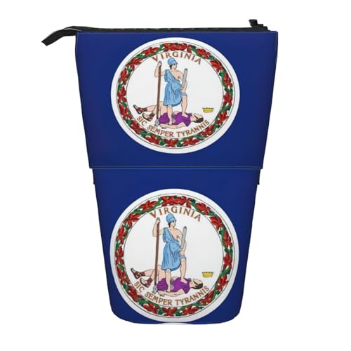 SDEGTHO Stehendes Federmäppchen mit Virginia-Staatsflagge, niedliches Stand-up-Bleistiftetui, Teleskop-Stiftetui, tragbarer Stifthalter, schwarz, Einheitsgröße, modisch von SDEGTHO