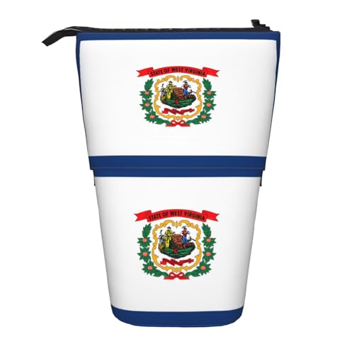 SDEGTHO Stehendes Federmäppchen mit West-Virginia-Staatsflagge, niedliches Federmäppchen, Teleskop-Stiftetui, tragbarer Stifthalter von SDEGTHO