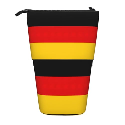 SDEGTHO Stehendes Federmäppchen mit deutscher Flagge, niedliches Stand-up-Bleistiftetui, Teleskop-Stiftetui, tragbarer Stifthalter, Schwarz , Einheitsgröße, modisch von SDEGTHO