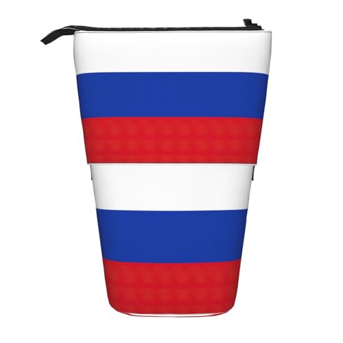 SDEGTHO Stehendes Federmäppchen mit russischer Flagge, niedliches Stehstiftetui, Teleskop-Stiftetui, tragbarer Stifthalter von SDEGTHO