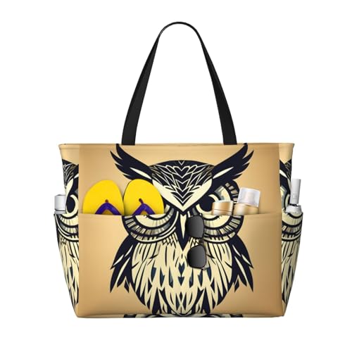 SDEGTHO Süße Eule große Kapazität faltbare Tragetasche Frauen Strand Tote Bag Handtasche Turnbeutel Reise Einkaufstasche, Schwarz, Einheitsgröße von SDEGTHO