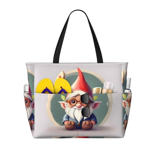 SDEGTHO Süßer Zwerg große Kapazität faltbare Tragetasche Frauen Strand Tote Bag Handtasche Turnbeutel Reise Einkaufstasche, Schwarz, One Size von SDEGTHO