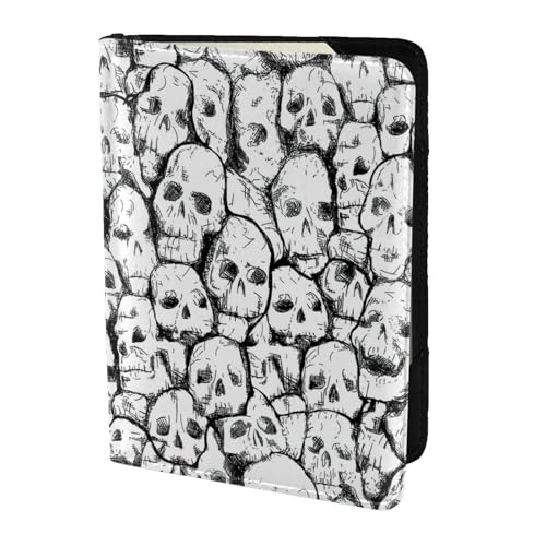 SDEGTHO Textura Calaveras Reisepasshülle aus Rindsleder, Kartenetui, Reisezubehör, für Damen und Herren, Schwarz , Einheitsgröße von SDEGTHO