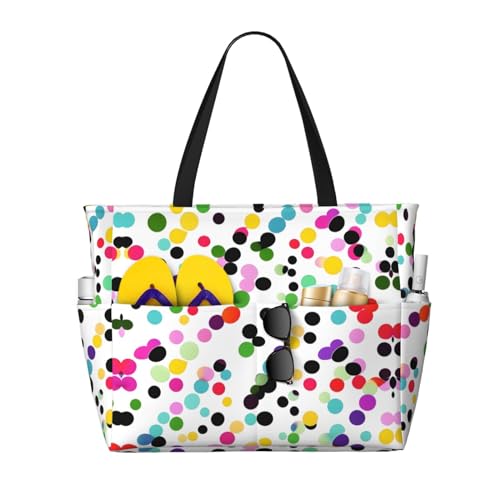 SDEGTHO Twister Polka Dots Große Kapazität Faltbare Tragetasche Frauen Strand Tote Bag Handtasche Turnbeutel Reise Einkaufstasche, Schwarz, Einheitsgröße von SDEGTHO
