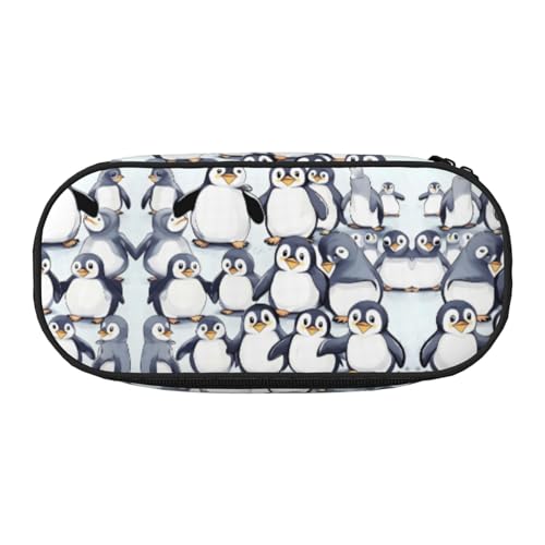 SDEGTHO Viele niedliche Baby-Pinguin-Skizzen-Federmäppchen, Mehrzweck-Federtasche, tragbares Federmäppchen für das Büro, Schwarz , Einheitsgröße, Taschen-Organizer von SDEGTHO
