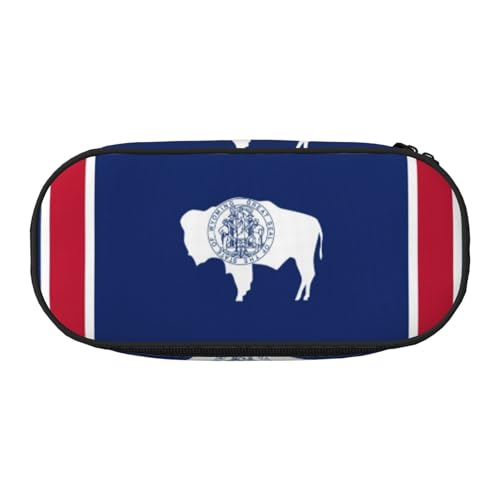 SDEGTHO Wyoming Federmäppchen mit Staatsflagge, großes Fassungsvermögen, Mehrzweck-Federtasche, tragbares Federmäppchen für Büro, Schwarz , Einheitsgröße, Taschen-Organizer von SDEGTHO