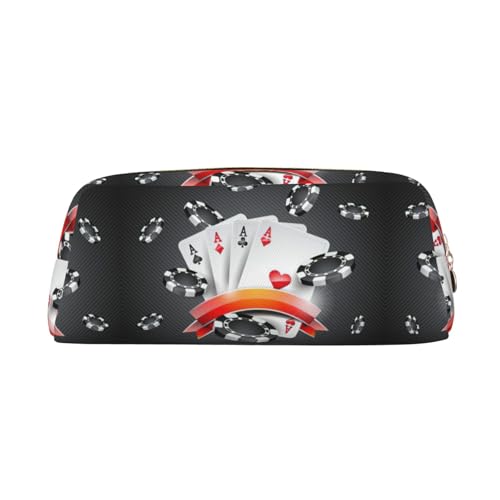 Stifteetui für Pokerturnier-Druck, Leder, Reißverschluss, Füllfederhalter, für Schüler, gold, Einheitsgröße, Kosmetiktasche von SDEGTHO