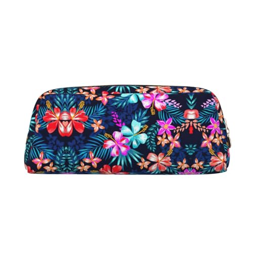 Stifteetui für Schüler, Leder, mit Reißverschluss, Blumenmuster, Blau, gold, Einheitsgröße, Kosmetiktasche von SDEGTHO