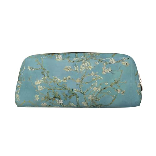 Stifteetui für Schüler, Leder, mit Reißverschluss, Kirschpflaumenblumen, für Schule, gold, Einheitsgröße, Kosmetiktasche von SDEGTHO