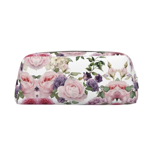 Stifteetui für Schüler, Leder, mit Reißverschluss, Rosa, silber, Einheitsgröße, Kosmetiktasche von SDEGTHO