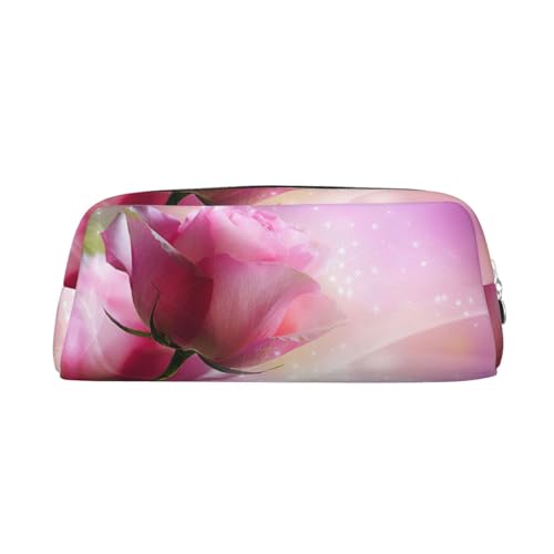 Stifteetui für Schüler, Leder, mit Reißverschluss, Rosa, silber, Einheitsgröße, Kosmetiktasche von SDEGTHO