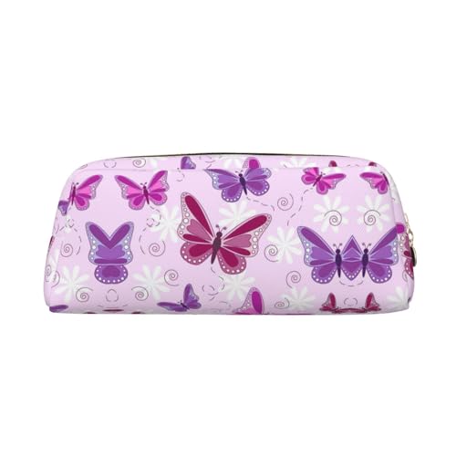 Stifteetui für Schüler, Leder, mit Reißverschluss, Rosa mit Schmetterlings-Motiv, gold, Einheitsgröße, Kosmetiktasche von SDEGTHO