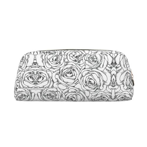 Stifteetui für Schüler, Leder, mit Reißverschluss, Schwarz / Weiß, gold, Einheitsgröße, Kosmetiktasche von SDEGTHO