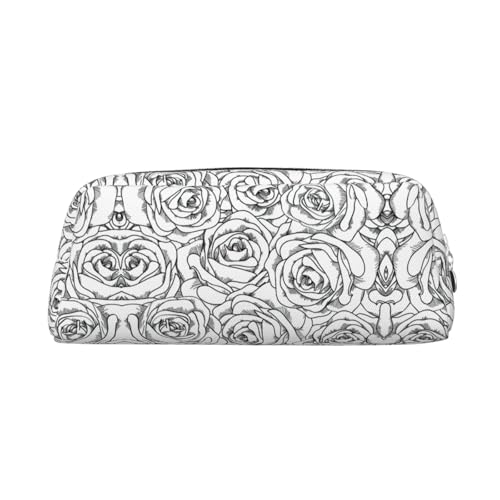 Stifteetui für Schüler, Leder, mit Reißverschluss, Schwarz / Weiß, silber, Einheitsgröße, Kosmetiktasche von SDEGTHO