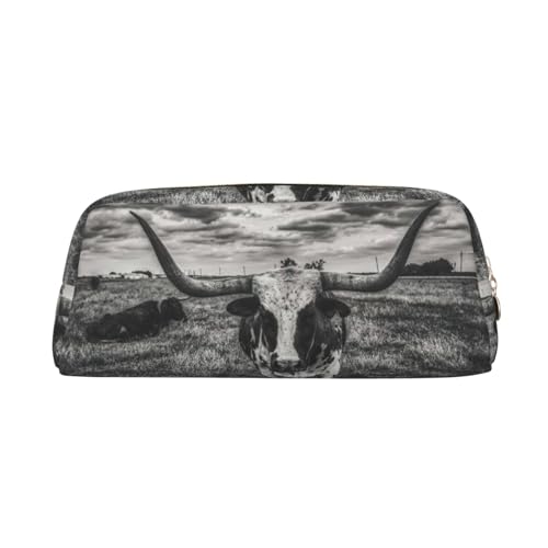 Stifteetui für Schüler, Leder, mit Reißverschluss, Schwarz und Weiß, gold, Einheitsgröße, Kosmetiktasche von SDEGTHO