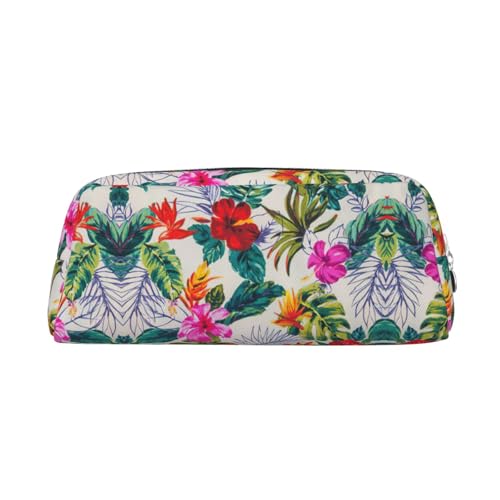 Stifteetui für Schüler mit Blumen und Blättern, Leder, mit Reißverschluss, für Füllfederhalter, silber, Einheitsgröße, Kosmetiktasche von SDEGTHO