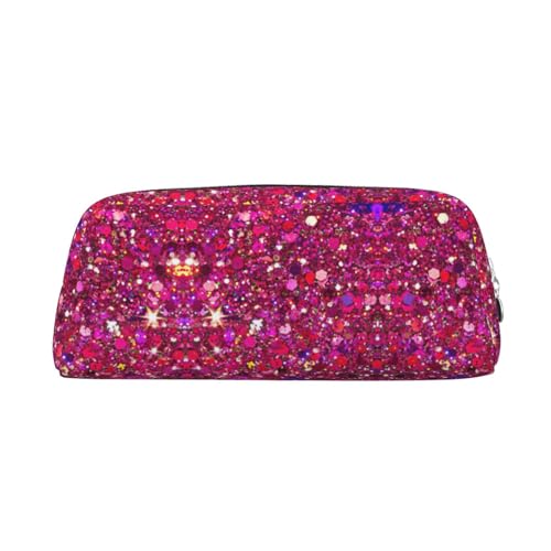 Stifteetui für Schüler mit Glitzermuster, Leder, mit Reißverschluss, für Füllfederhalter, silber, Einheitsgröße, Kosmetiktasche von SDEGTHO