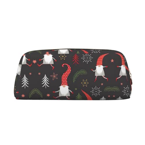 Stifteetui für Schüler mit Weihnachtszwergen, Leder, mit Reißverschluss, für Füllfederhalter, gold, Einheitsgröße, Kosmetiktasche von SDEGTHO