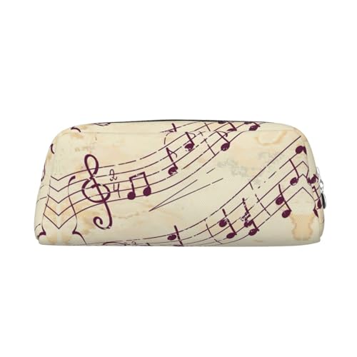 Stifteetui mit Musiknoten-Blumendruck, Leder, Reißverschluss, für Schüler, silber, Einheitsgröße, Kosmetiktasche von SDEGTHO