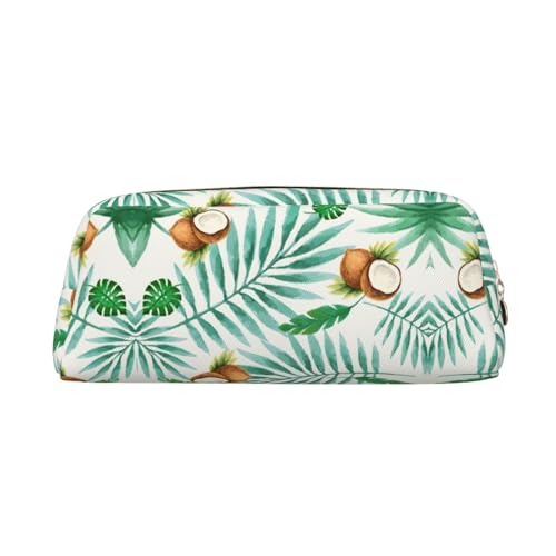 Summer Coconut Tree Printing School Leather Zippered Fountain Ballpoint Rollerball Pens Pouch Pencils Case Holder for Pupil, gold, Einheitsgröße, Kosmetiktasche von SDEGTHO