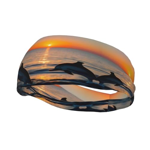 Sunset Delfine Stirnband Haar Schweiß Stirnband Kopf Wrap Haar Rutschfest Dehnbar Waschbar Make-up Stirnband von SDEGTHO