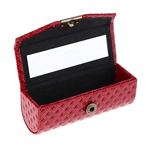 SDENSHI Hochwertige Leder Lippenstift Halter Fall Organizer Box mit Spiegel für Geldbörse - rot von SDENSHI