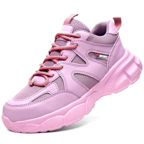 SDEQA Arbeitsschuhe Damen Sicherheitsschuhe Leicht Sportliche Atmungsaktiv rutschfest Stahlkappenschuhe,Lila,39 EU von SDEQA