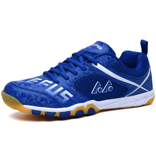 SDEQA Badmintonschuhe Herren Atmungsaktive Tischtennis Squashschuhe Leichte Stoßdämpfung und Rutschfestigkeit,für Tennis,Blau,37 EU von SDEQA