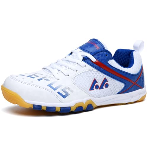 SDEQA Badmintonschuhe Herren Atmungsaktive Tischtennis Squashschuhe Leichte Stoßdämpfung und Rutschfestigkeit,für Tennis,Weiß,40 EU von SDEQA