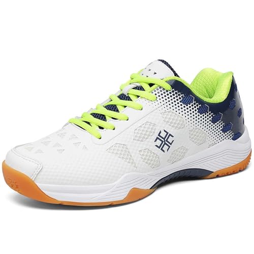 SDEQA Badmintonschuhe Herren Tennisschuhe Leichte rutschfeste atmungsaktive Squashschuhe für Pickleball Volleyball,Weiß,40 EU von SDEQA