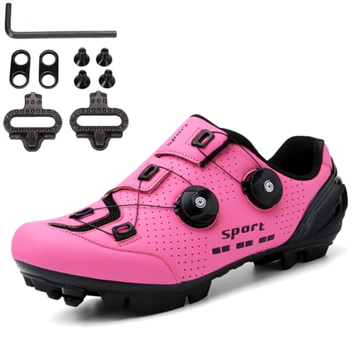 SDEQA Fahrradschuhe Damen MTB Radschuhe Kompatibel Mit Peloton Look SPD SPD-SL Delta Rennradschuhe,Pink b,39 EU von SDEQA