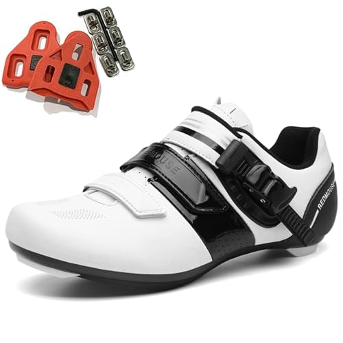 SDEQA Fahrradschuhe Herren Damen Kompatibel mit Peloton Look SPD SPD-SL Delta Lock Pedal rutschfest Komfort Rennradschuhe Reitschuhe Spinning Schuhen,Weiß,41 EU von SDEQA