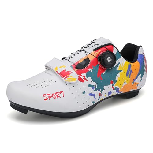 SDEQA Fahrradschuhe Herren Damen Rennradschuhe Kompatibel mit Peloton Look SPD SPD-SL Delta Lock Pedal Atmungsaktive Radschuhe Radsportschuhe,Weiß,42 EU von SDEQA