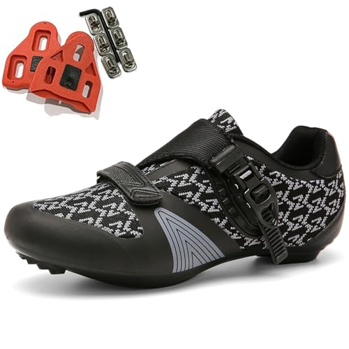 SDEQA Fahrradschuhe Herren Damen Rennradschuhe Kompatibel mit Peloton Look SPD SPD-SL Delta Lock Pedal rennrad Reitschuhe Spinning Schuhen,Schwarz,48 EU von SDEQA