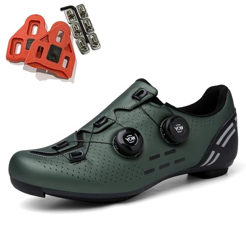 SDEQA Fahrradschuhe Herren Radschuhe Rennrad Schuhe Kompatibel mit Peloton Look SPD SPD-SL Delta Lock Pedal Atmungsaktive Radsportschuhe Reitschuhe,Grün,42 EU von SDEQA