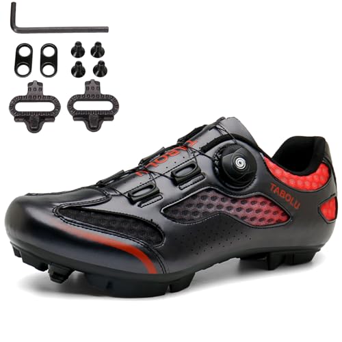 SDEQA Fahrradschuhe MTB Herren Damen, Radschuhe Mountainbike Schuhe Sneaker Kompatibel Mit SPD 2 Schrauben Mit Cleats Outdoor-Fahrrad Indoor Schuhe mit Schnalle,Schwarz,36 EU von SDEQA