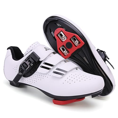 SDEQA Fahrradschuhe für Herren Damen Kompatibel mit Peloton Look SPD SPD-SL Delta Cleats drinnen/draussen Rennrad Schuhe,White b,39 EU von SDEQA