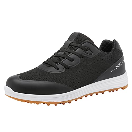 SDEQA Frauen Golfschuhe Spikeless Casual Sneakers Atmungsaktiv Bequeme Anti -Slip -Große Größe,Schwarz,39 EU von SDEQA