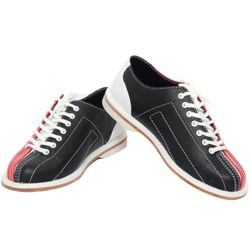 SDEQA Herren-Bowlingschuhe Sitzende Rasenschalen Leder Bequemes Leichtgewicht FüR Den Innen- Und AußEnbereich,Black red,38 EU von SDEQA